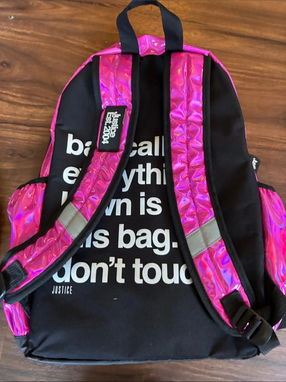 Justice Iridescent Pink Holographic Backpack